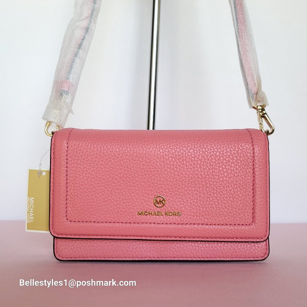 MICHAEL KORS Jet Set Charm Small Phone Pebbled Leather Crossbody- Tea Rose⭐ - Picture 6 of 16